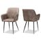 Baxton Studio Belen Grey and Brown Upholstered 2-Piece Metal Dining Chair Set 160-9913 - alternate 1